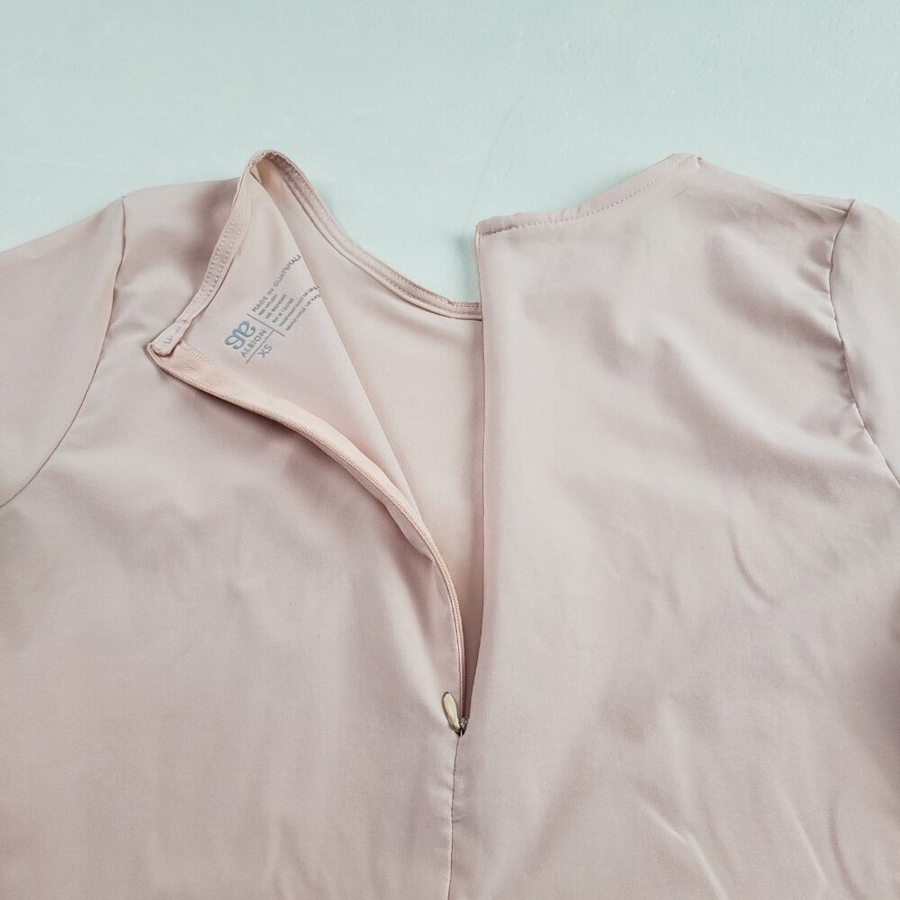 Albion Tie Front Nylon Top Womens XS Blush Pink Short Sleeve Quick Dry Shirt - Picture 7 of 10